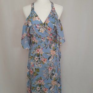 Long floral wrap dress